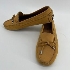 Mercanti Fiorentini Women Suede Moc-Toe Driving Loafer Mustard Yellow Size 6.5
